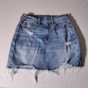American Eagle Outfitters Curvy Hi-Rise Mini Skirt Sz 2 (25.5" Waist) Distress